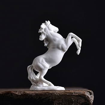 Amazon.co.jp: 白い磁器の馬の彫像、10CM 陶磁器の白い馬の置物